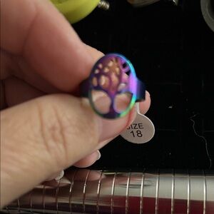 Colorful Tree of Life Rainbow Stsinless Steel Ring